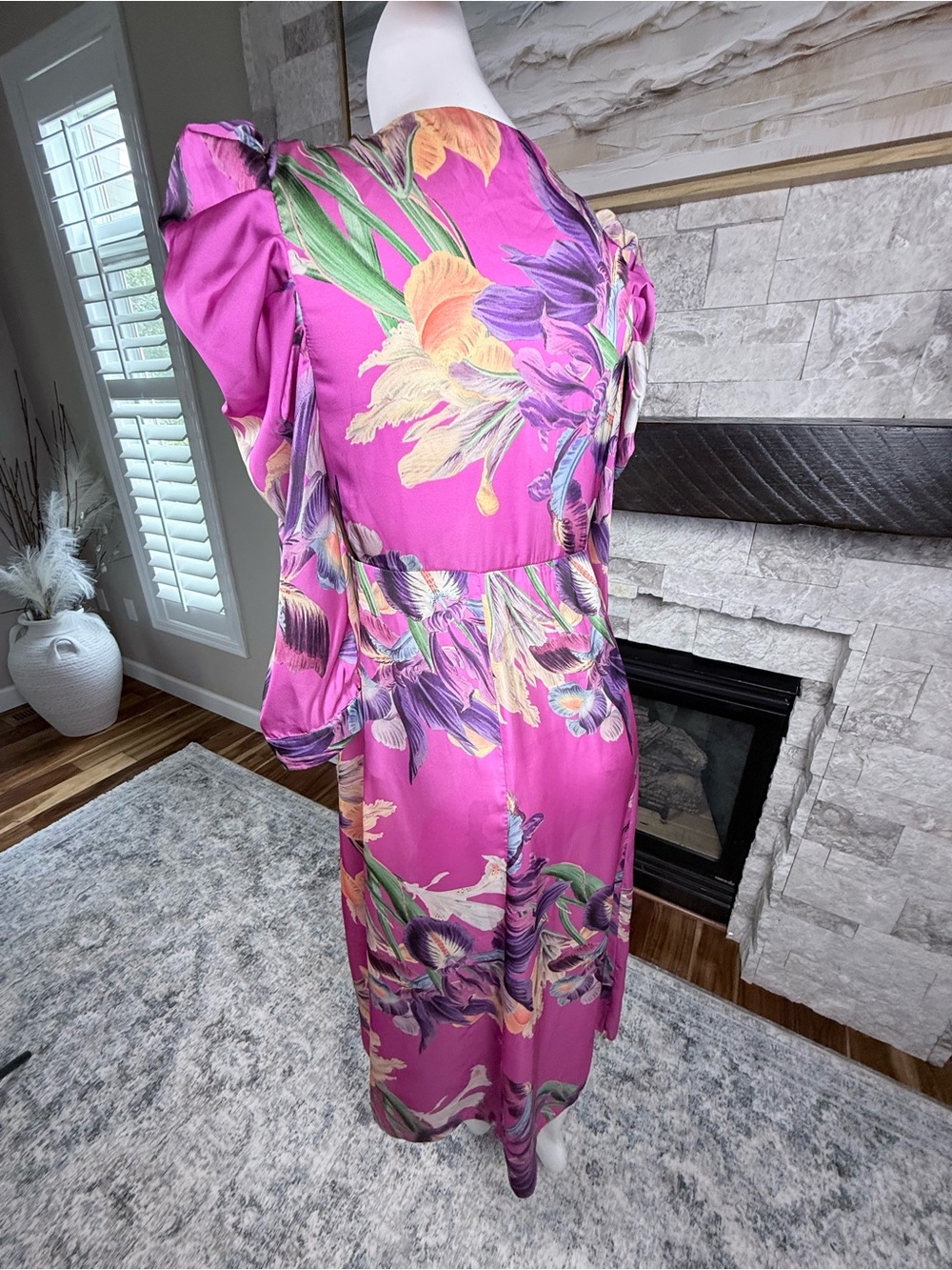 PatBO Fuchsia and Lavender Floral Midi Dress Size 6 - Picture 4 of 8